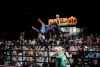 Bull rider Luan Crystian Camara celebrates a great ride in Mackay last night, in spectacular style! Photo: PBR AUSTRALIA 