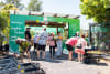 STEPS Garden Centre entrance on Harvest Day, with customers and volunteers enjoying the day.
